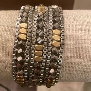 Stella & Dot silver and gold wrap bracelet